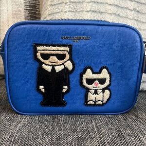 Karl Lagerfeld Vibrant Blue Bag with Iconic Patches
